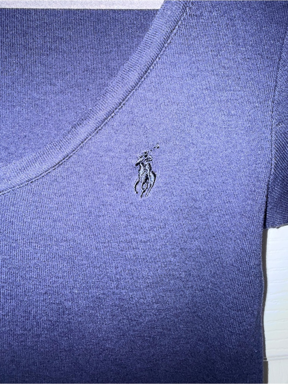 Ralph Lauren Women's Short Sleeve V-Neck Tee - Navy Blue - Picture 2 of 4